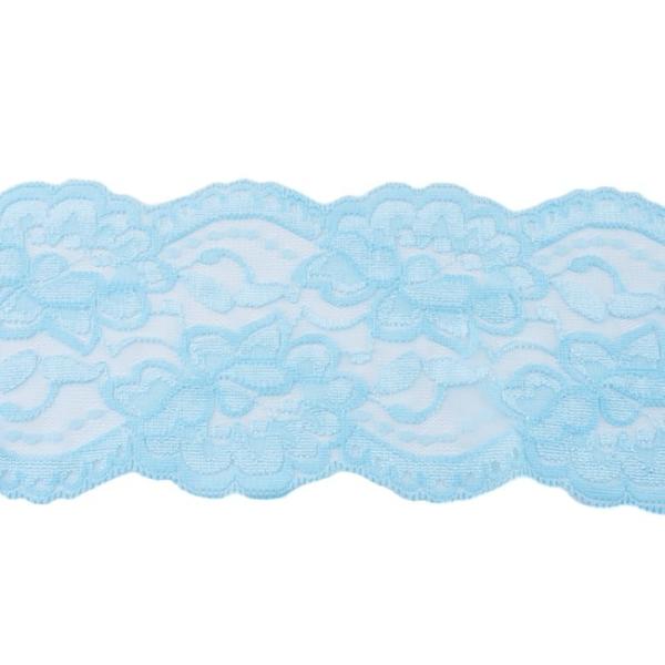 1 MTR. ♥XL Elastische Spitzeborte - HeLLBLau - 9,5cm ♥