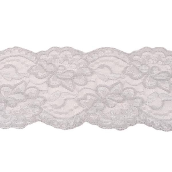 1 MTR. ♥XL Elastische Spitzeborte - HeLLGRau - 9,5cm ♥