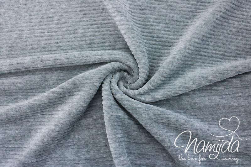 0,5 MTR. ♥ BREITCORD JERSEY - HELLGRAU MELIERT - ELASTISCH ♥