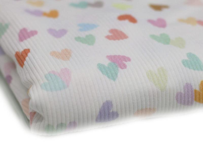 0,5 MTR. ♥ RIPPSTRICK JERSEY  PASTELL CoLoRFUL HEARTS ♥