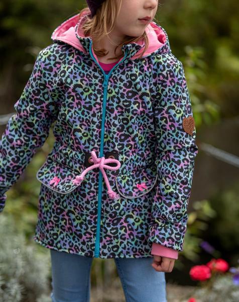 RESTSTÜCK 0,90 MTR. ♥ SOFTSHELL LEO MULTICOLOR RAINBOW ♥