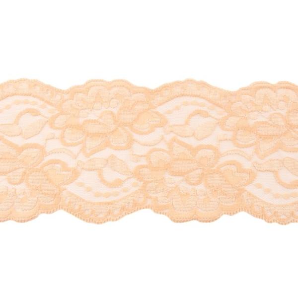 1 MTR. ♥XL Elastische Spitzeborte - WARM IVORY - 9,5cm ♥