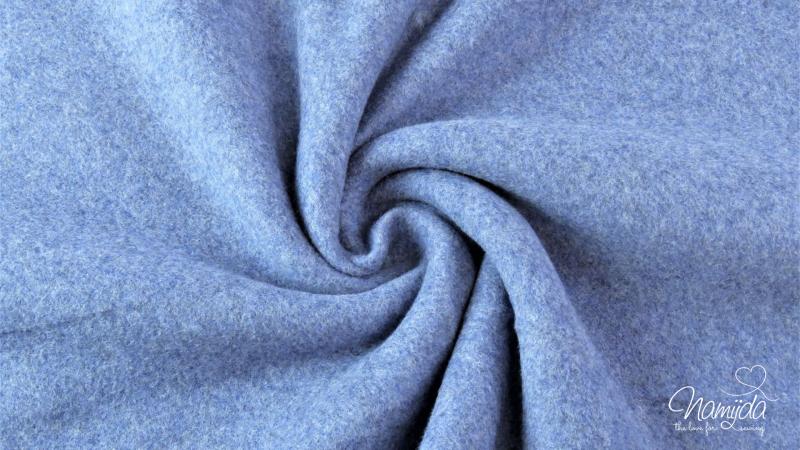 RESTSTÜCK 1,30 MTR. ♥ Doubelface Baumwollfleece DARK JEANS MELANGE - 100% Baumwolle ♥
