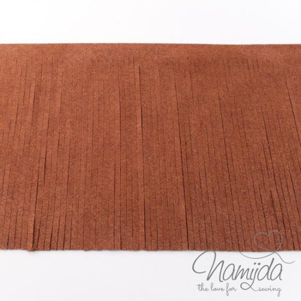 1Mtr. ♥XL Kunstleder Fransenband KAKAO - 12cm ♥