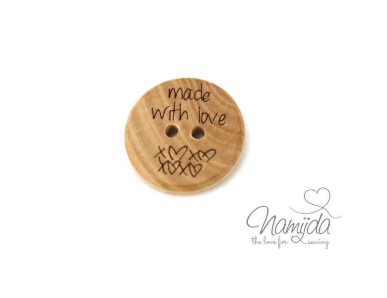 1 Stück MADE WITH LoVE - HOLZKNOPF - 25mm