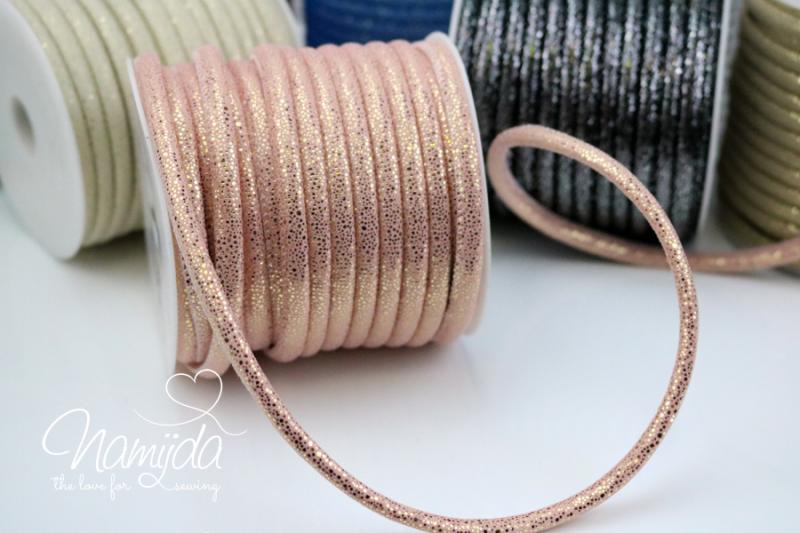 1 MTR. GLITZER KuNSTLEDER KORDEL RoSE - 7mm