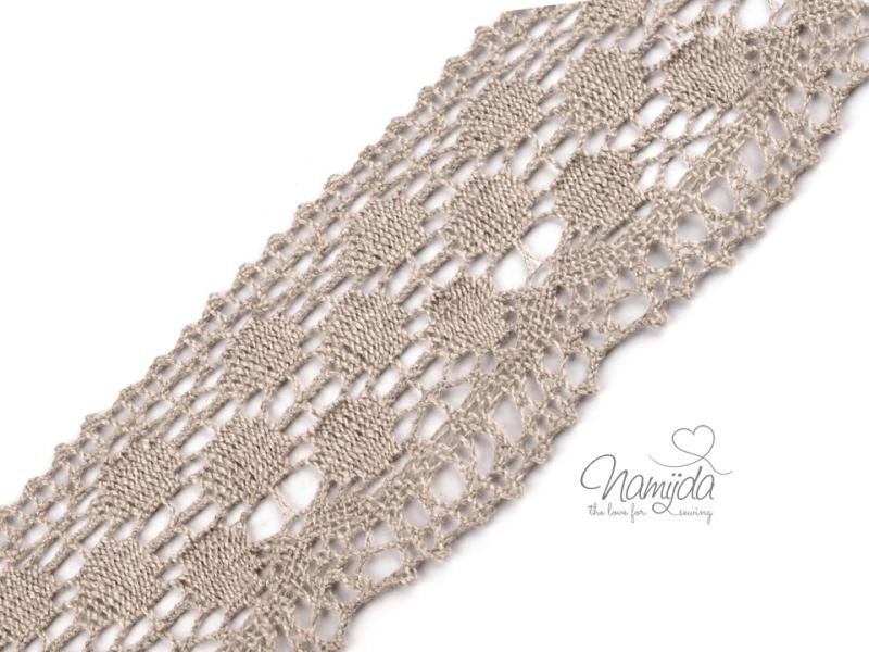 1 MTR. ♥ KLÖPPELSPITZE DoTS Extra Breit - SAND - 5,5cm ♥
