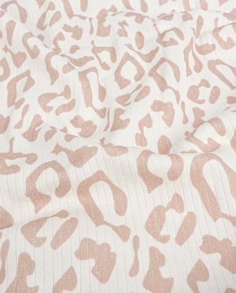 0,5 MTR. ♥ RIPPSTRICK SOFT LEO TAUPE JERSEY  - 100% BAUMWOLLE ♥