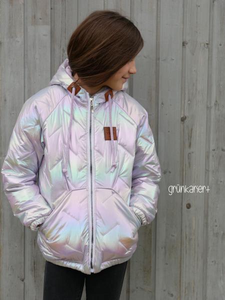0,5 MTR. ♥ RAINBOW SHINY ABGESTEPPTER JACKENSTOFF - FLUOREZIEREND ♥