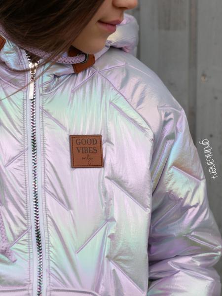 RESTSTÜCK 1,30 MTR. ♥ RAINBOW SHINY ABGESTEPPTER JACKENSTOFF - FLUOREZIEREND ♥