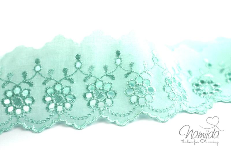 ♥1 Mtr. Wäschespitze - BLUMENRANKE - 6cm - MINT ♥