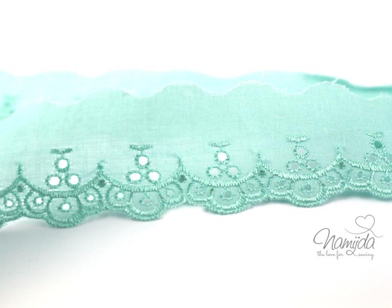 ♥1 Mtr. Wäschespitze - ZIERSPITZE - BOGENKANTE  4cm - Mint ♥