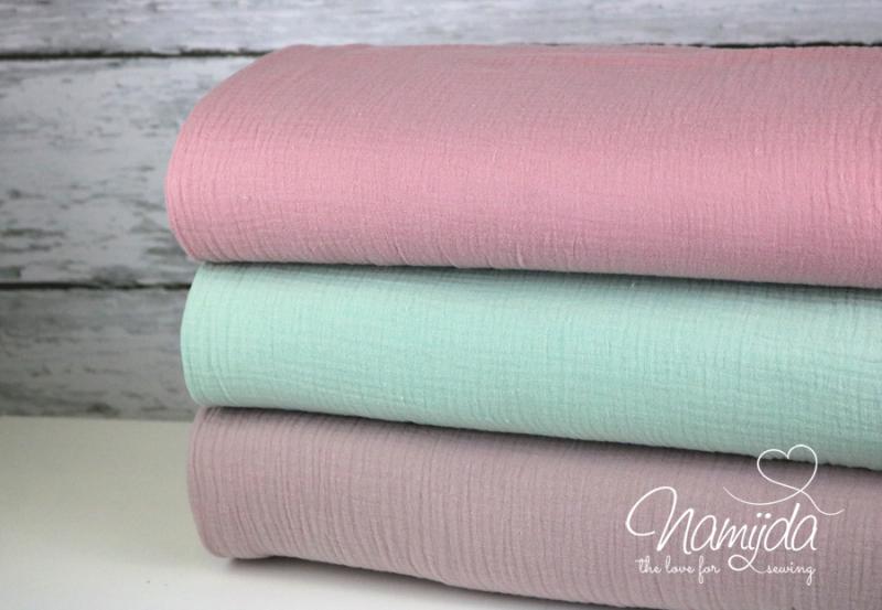 0,50 MTR. ♥ DouBLE GAUZE - Musselin GRAU - Baumwollstoff ♥