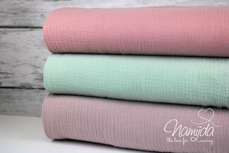 0,50 MTR. ♥ DouBLE GAUZE - Musselin GRAU - Baumwollstoff ♥