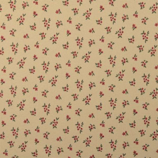 0,5 MTR. ♥ RIPPSTRICK JERSEY  BLÜTENPOESIE NATURAL  ♥