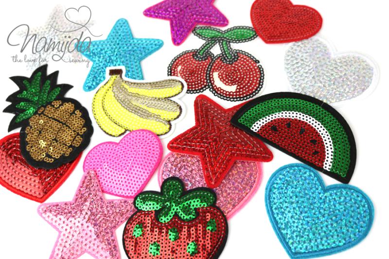 1 Stück ♥ Pailetten PaTCH - STERN LIME - 7cm ♥