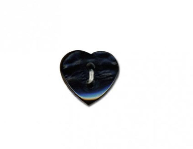 1 Stück ♥ PERLMUTT HERZ Knöpfchen - Schwarz  - 15mm ♥