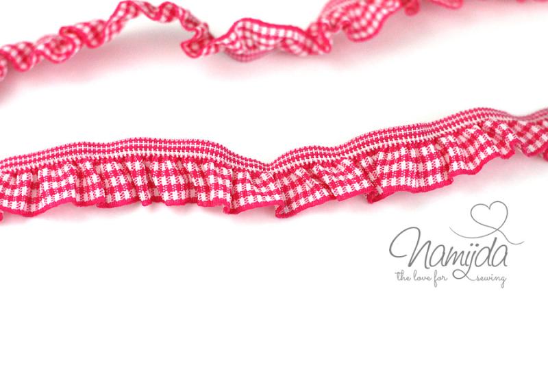 1 MTR. ♥ Elastisches ViCHY KARO Rüschenband PiNK - 19mm - Rüschengummi  ♥