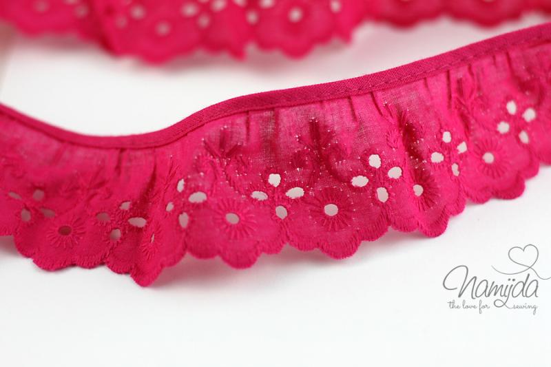 ♥1 Mtr. Wäschespitze gerüscht -  5cm - PINK ♥