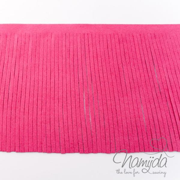 1Mtr. ♥XL Kunstleder Fransenband PINK - 12cm ♥