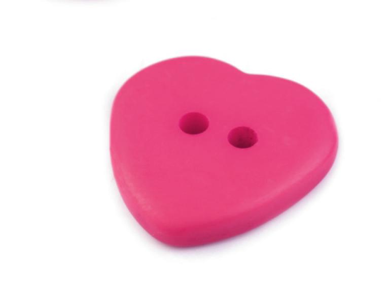 1 Stück - HERZ Knopf - PINK MATT - 18mm