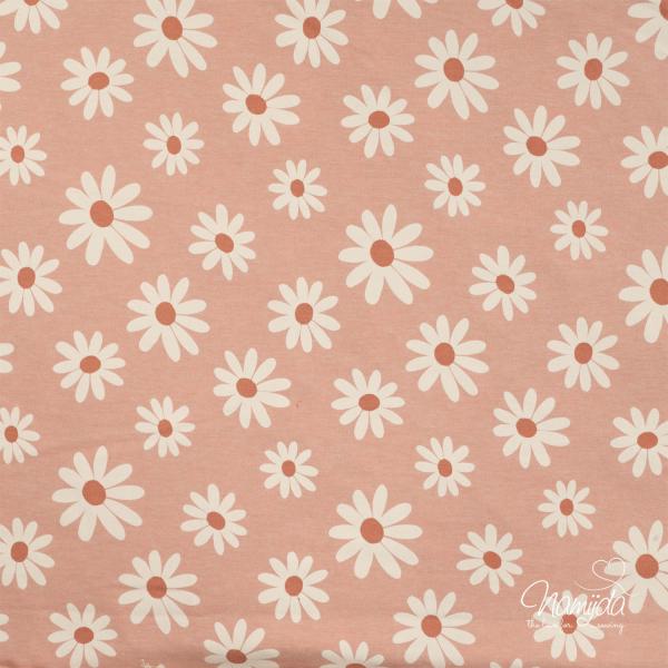 0,50 MTR. ♥ DAISIES PUDER MELANGE JERSEY ♥