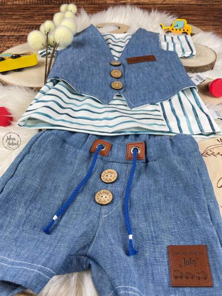0,50 MTR. ♥ 100% LEINEN JEANS MELIERT ♥