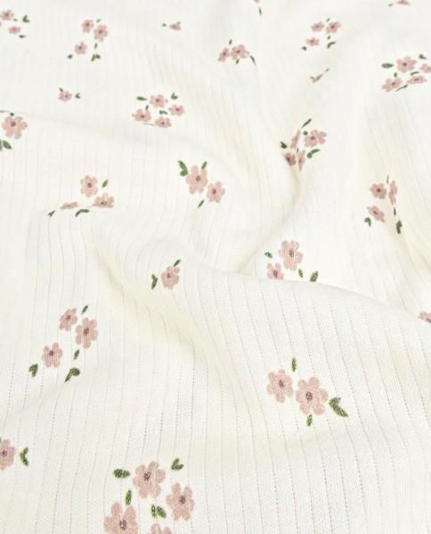0,5 MTR. ♥ RIPPSTRICK FLEUR DE ROSE - TAUPE JERSEY  ♥