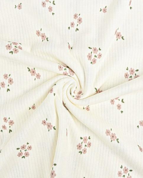 0,5 MTR. ♥ RIPPSTRICK FLEUR DE ROSE - TAUPE JERSEY  ♥