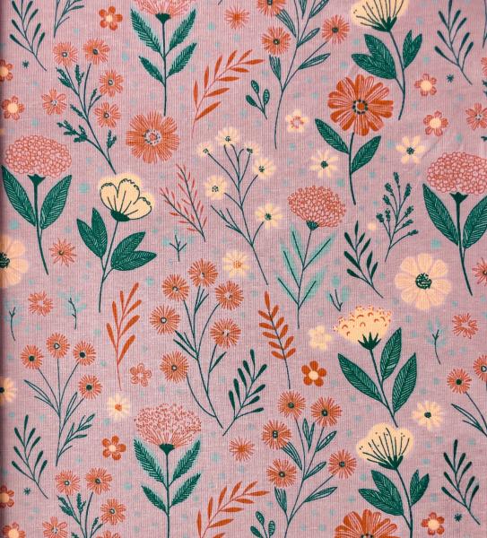 0,50 MTR.  ♥ BLOOM GARDEN ROSA JERSEY ♥