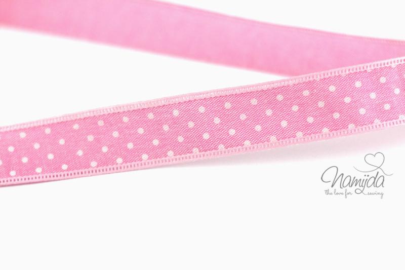 1 MTR. ♥Jeans Band mit Spitze / gepunktet / Rosa 25mm♥