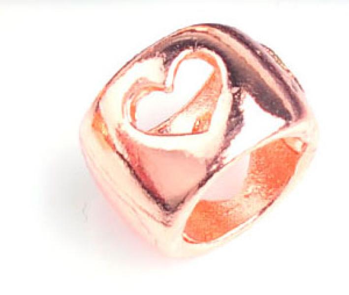 1 Stück ♥ Herzchen Schiebeperle - Rose Gold - 8mm ♥