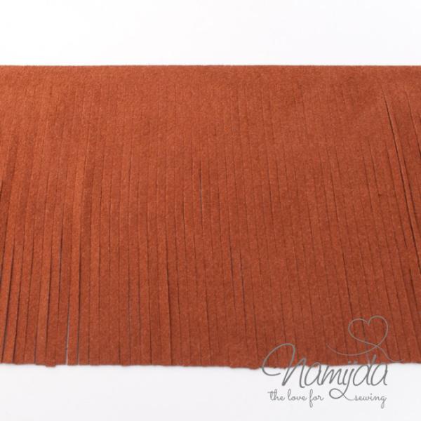 1Mtr. ♥XL Kunstleder Fransenband ROST - 12cm ♥
