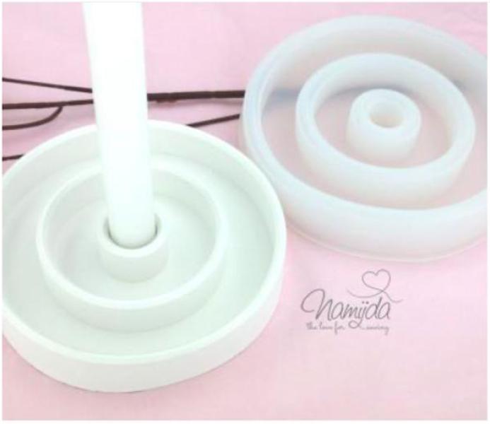 1 Stück ♥ GIESSFORM SILIKON - KERZENHALTER RUND 14cm ♥