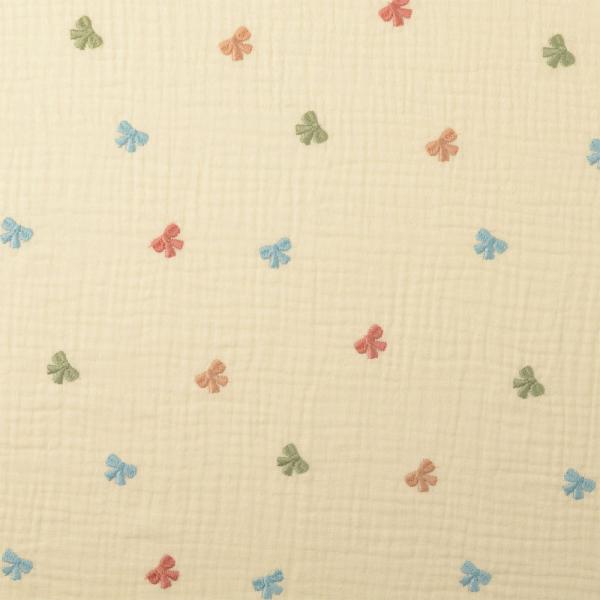 0,5 MTR. ♥ MuSSELIN GESTICKTE PASTELL SCHLEIFCHEN CREME ♥
