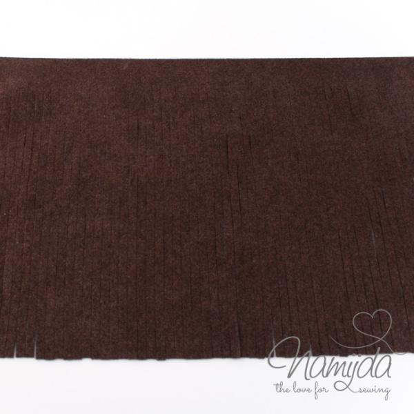 1Mtr. ♥XL Kunstleder Fransenband SCHOKO - 12cm ♥