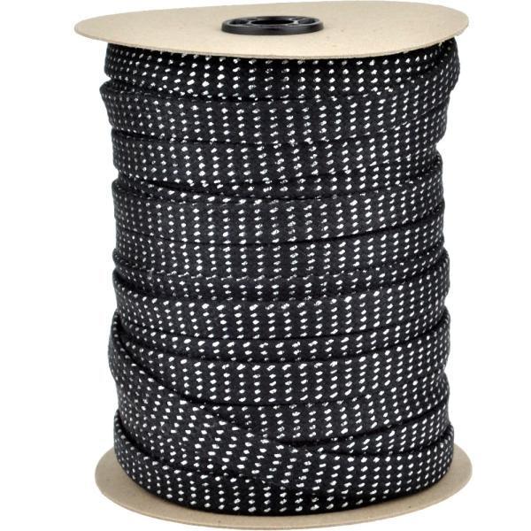 1 MTR. FLACHE METALLIC BAUMWOLLKORDEL SCHWARZ/SILBER - 2CM