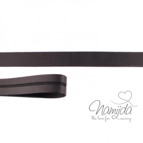 1 MTR. ♥ Kunstleder Schrägband - Schwarz - 20mm - Einfassband ♥