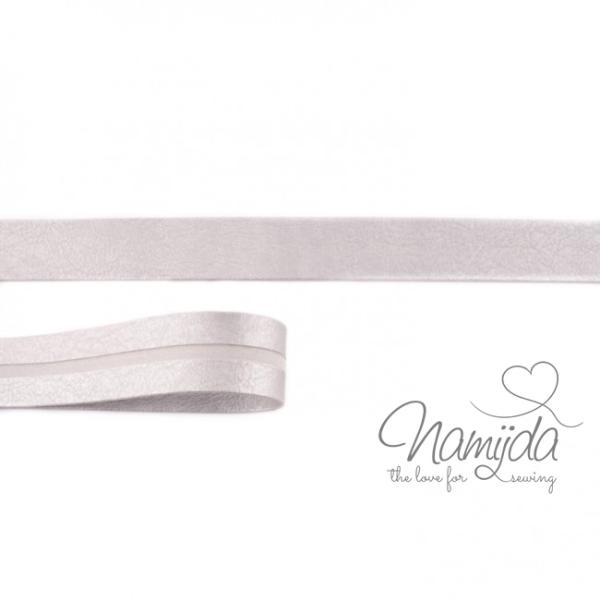 1 MTR. ♥ Kunstleder Schrägband - Silber - 20mm - Einfassband ♥