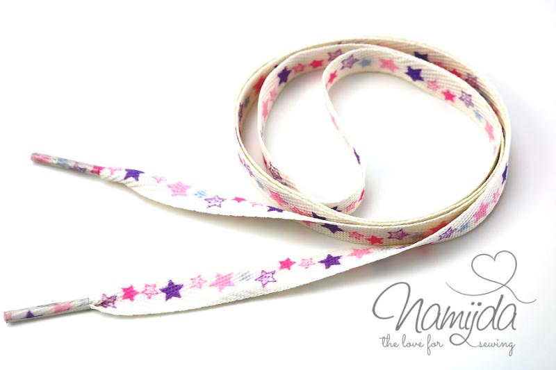 1 STüCK Hoodie Band Flach - STARS ROSA/LILA- 1cm
