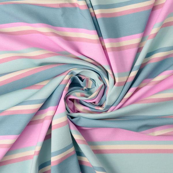 0,5 MTR. ♥ CANDY STRIPES STREIFEN ROSA JERSEY