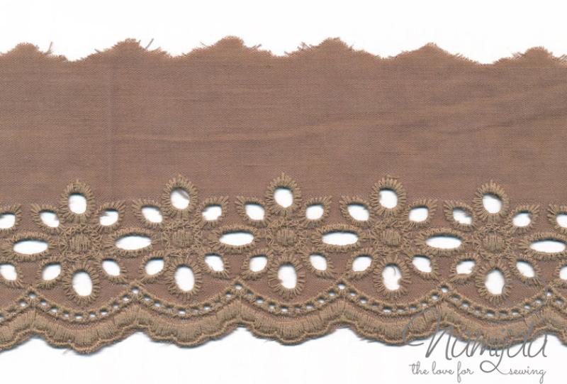 ♥1 Mtr. Wäschespitze - XXL Blütentraum 8cm - TAUPE ♥