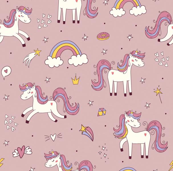 0,5 MTR. UNICORN EINHORN LOVE - FRENCH TERRY
