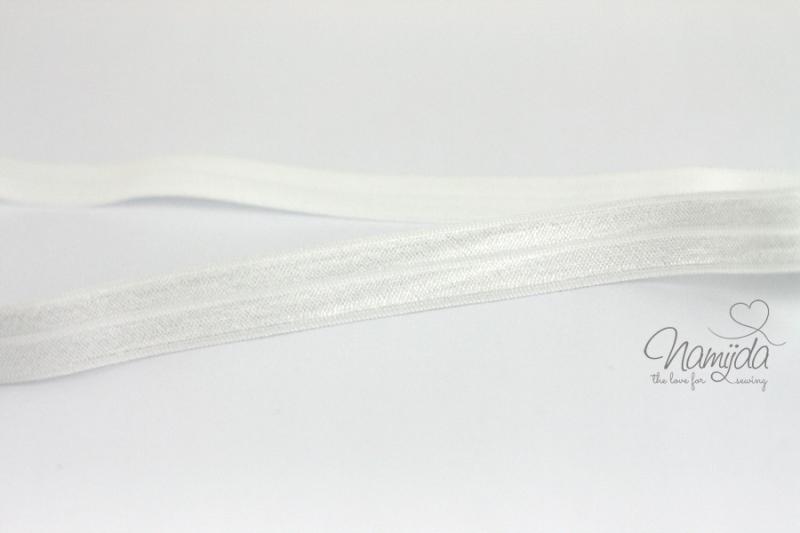 1 MTR. ♥ Elastisches Einfassband - Weiss - Falzgummi - Glänzend ♥
