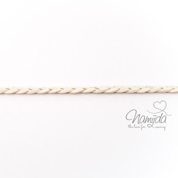 1Mtr. ♥ Geflochtenes Kunstlederband Natur Weiss ♥
