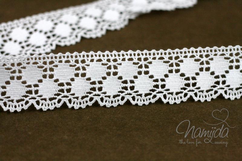 1 MTR. ♥ KLÖPPELSPITZE DOTS - Extra Breit - WEISS - 4,5cm ♥