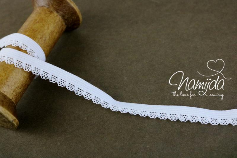 1 MTR. ♥Elastische Spitzeborte - Ziergummi - Weiss♥