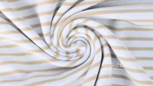 0,5 MTR. ♥ STREIFENJERSEY BAUMWOLLE  BEIGE/WeiSS ♥