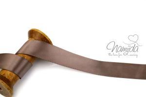 1 MTR. SATINBAND DuNKEL TAUPE - 25mm