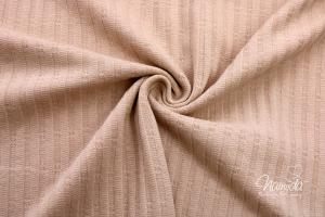 0,5 MTR.  BAUMWOLL FEINSTRICK STRIPES LOCHSTICKEREI STRICKSTOFF - SAND ♥